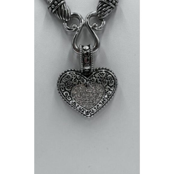 Lia Sophia "Love Dust" Cut Crystal Heart Reversible Pendant Pave Necklace - Picture 3 of 11